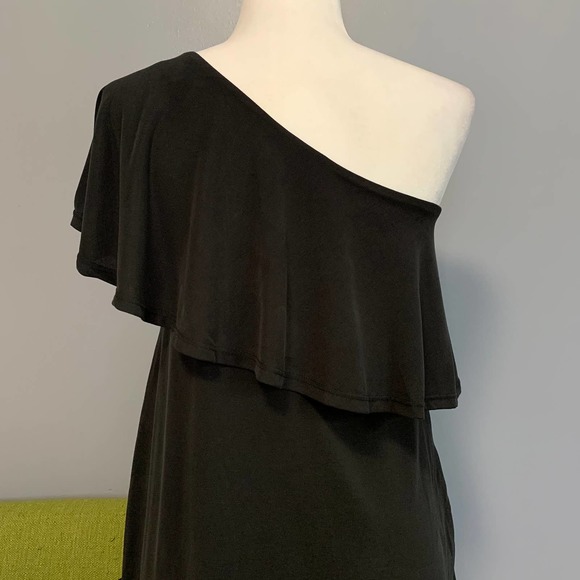 BP Black One Shoulder Ruffle Mini Swing Dress XXS - Picture 5 of 6